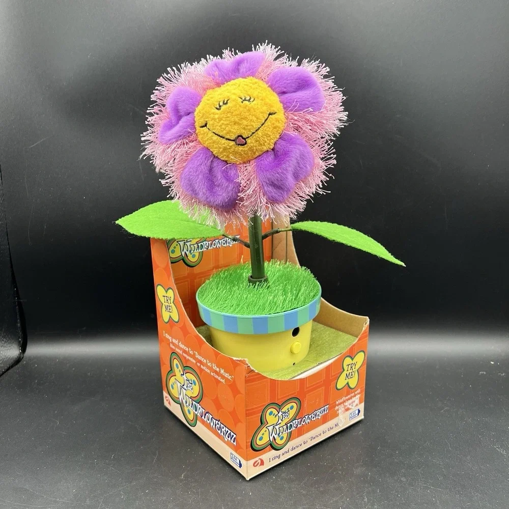 Gemmy Animated WILDFLOWERZZ Dance To The Music Purple Pink Dancing Flower Pot